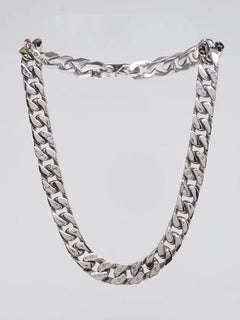 Louis Vuitton Silver Metal Chain Cuban Link Necklace