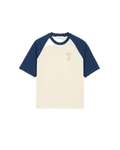 Afbeelding in Gallery-weergave laden, Ami Paris Patch Logo Contrast T-Shirt Navy Cream