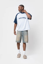 Load image into Gallery viewer, CELESTE RAGLAN BOXY TEE MELANGE GREY & NAVY