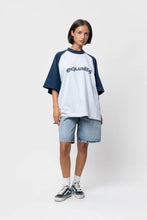 Load image into Gallery viewer, CELESTE RAGLAN BOXY TEE MELANGE GREY & NAVY