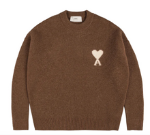 Afbeelding in Gallery-weergave laden, Ami Paris Brown Alpaca Ami De Coeur Crewneck Sweater