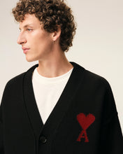 Load image into Gallery viewer, Ami Paris Black Wool Cardigan With Contrasted Ami De Coeur