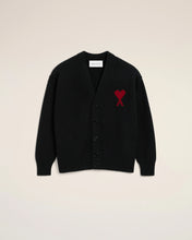 Load image into Gallery viewer, Ami Paris Black Wool Cardigan With Contrasted Ami De Coeur