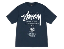 Afbeelding in Gallery-weergave laden, Stussy World Tour T-shirt Navy