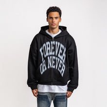 Load image into Gallery viewer, Rheborn Blurry Forever Or Never Zip Up Hoodie Black