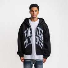 Load image into Gallery viewer, Rheborn Blurry Forever Or Never Zip Up Hoodie Black