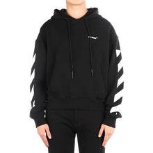 Load image into Gallery viewer, Off-white hoodie Diagonal Sleeve Black
