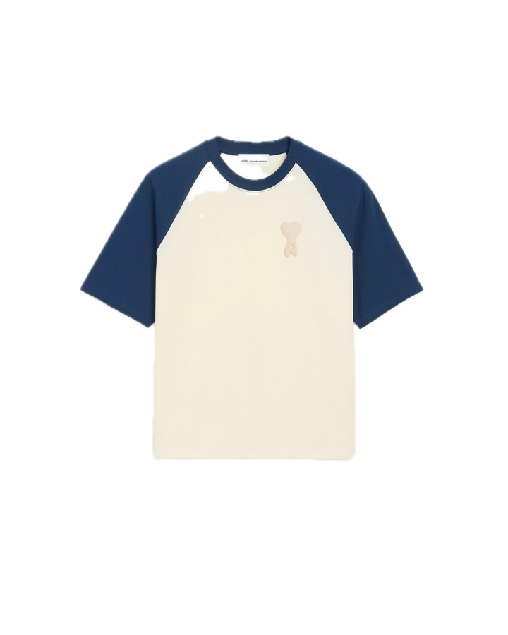 Ami Paris Patch Logo Contrast T-Shirt Navy Cream