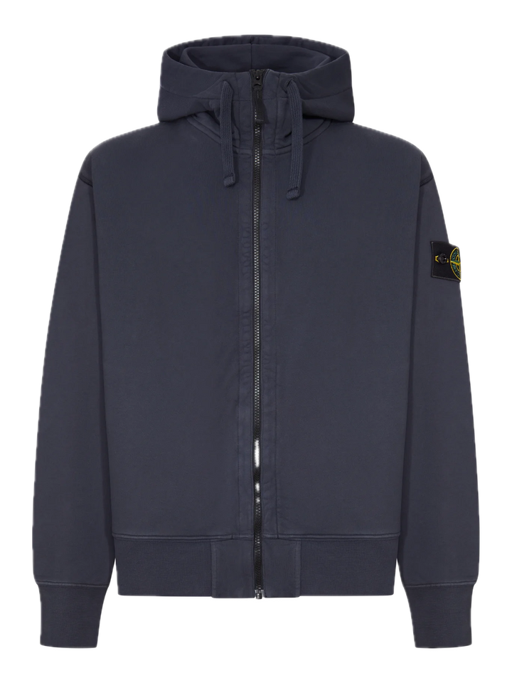 Stone Island Batch Logo Zip-Up Hoodie Black