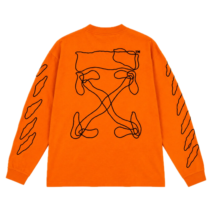 Off-White Abstract Arrows Zip Mock Orange Black