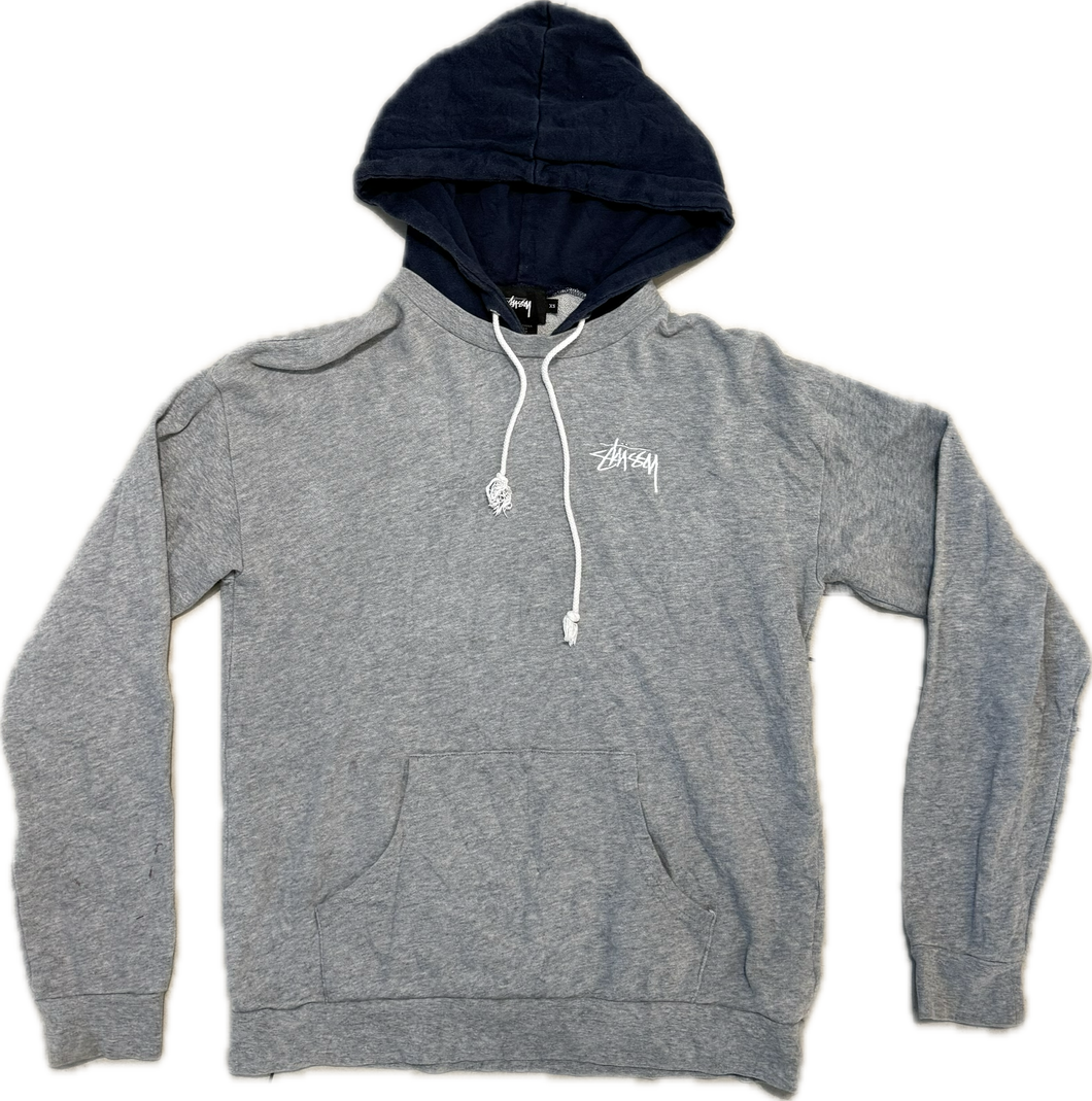 Stüssy Hooded Longsleeve Grey Small Logo