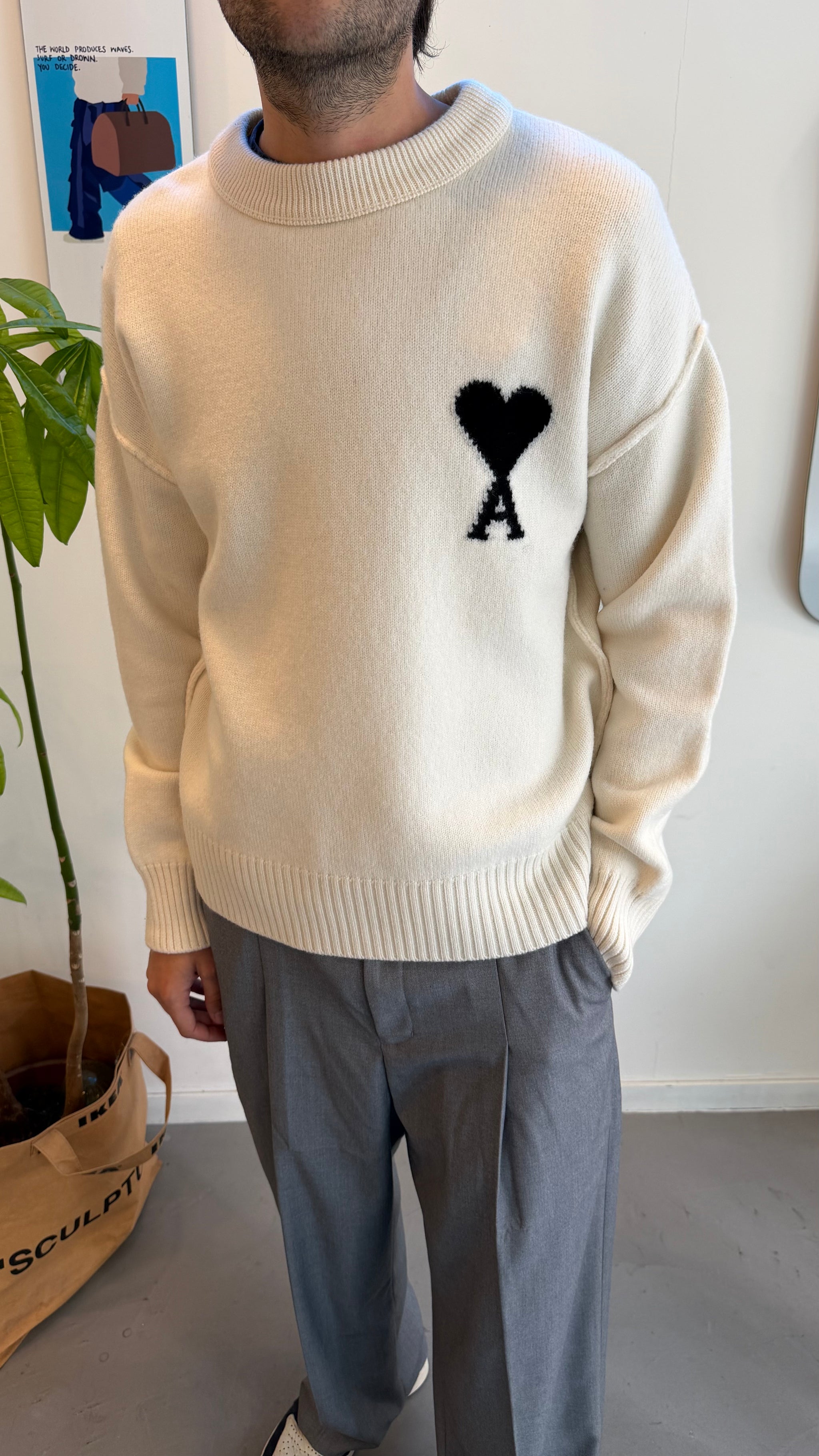 AMI PARIS ニット AMI PARIS ADC PULL WHITE/BLACK – Dropdayz