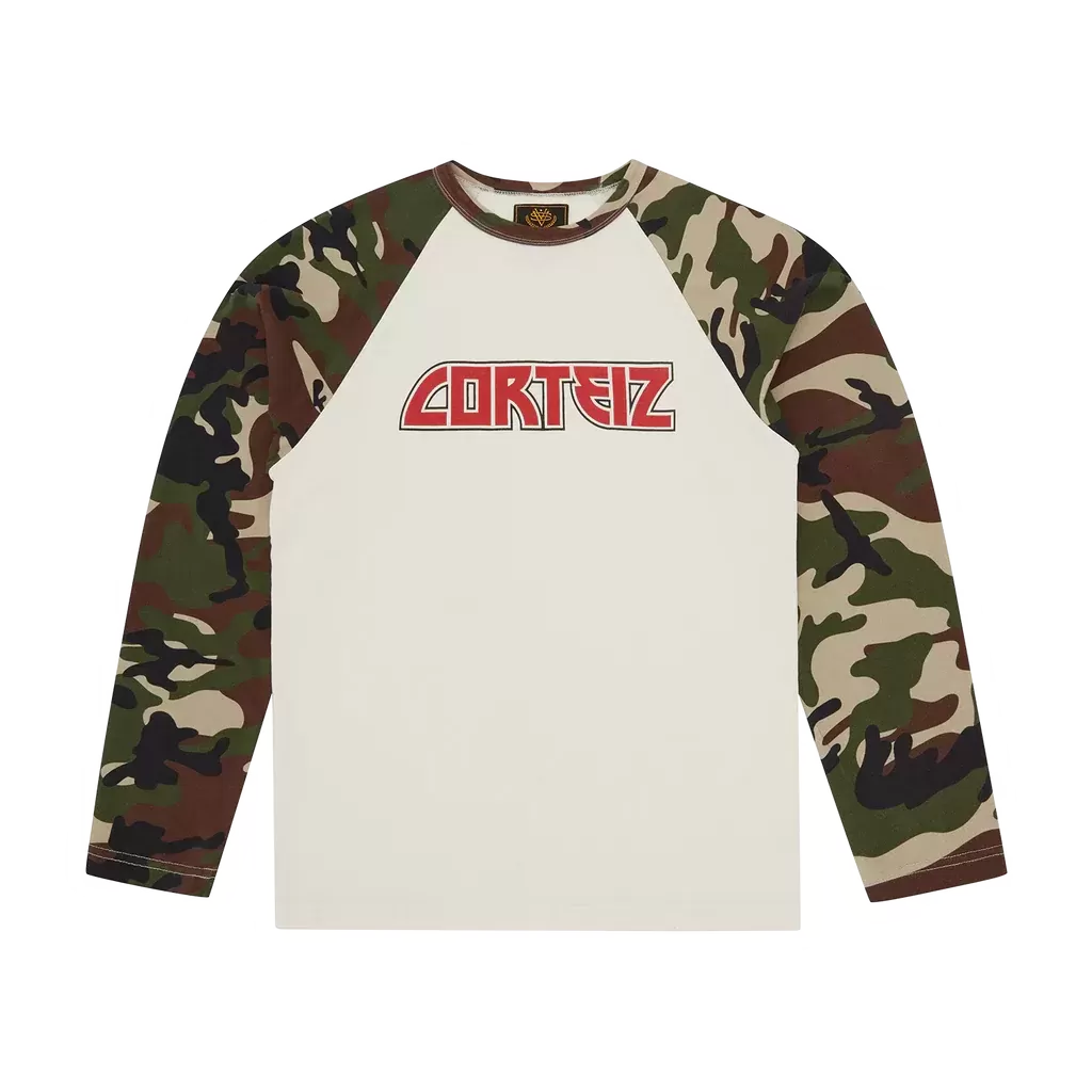 Corteiz Rock Raglan LS Woodland Camo
