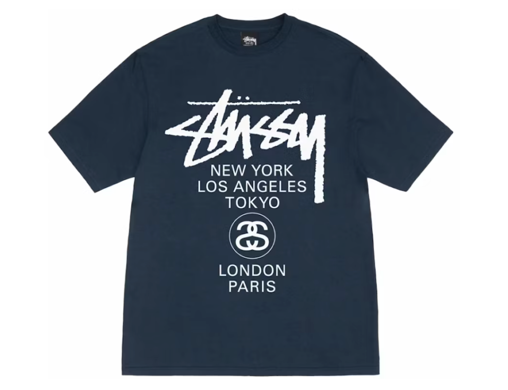 Stussy World Tour T-shirt Navy – Dropdayz