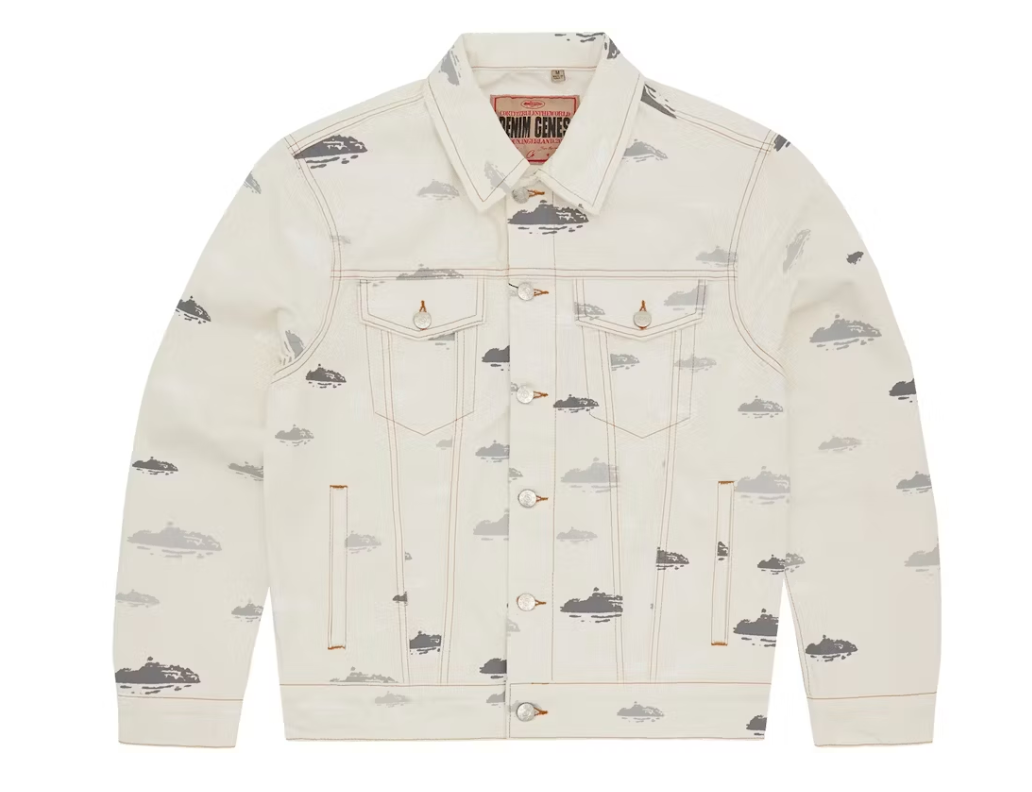Corteiz Alcatraz Pattern Denim Jacket White