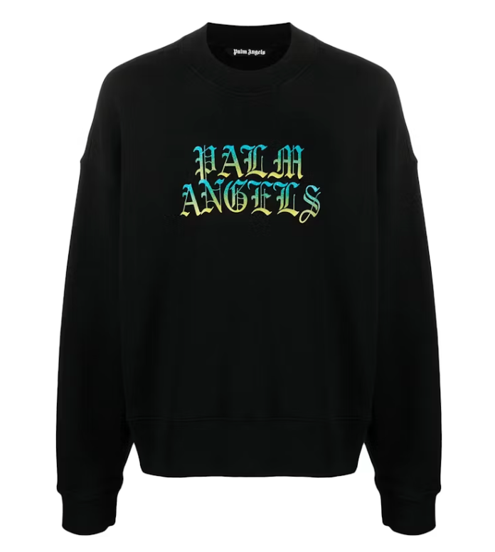 Palm Angels Hue Gothic Logo Crewneck Sweatshirt Black