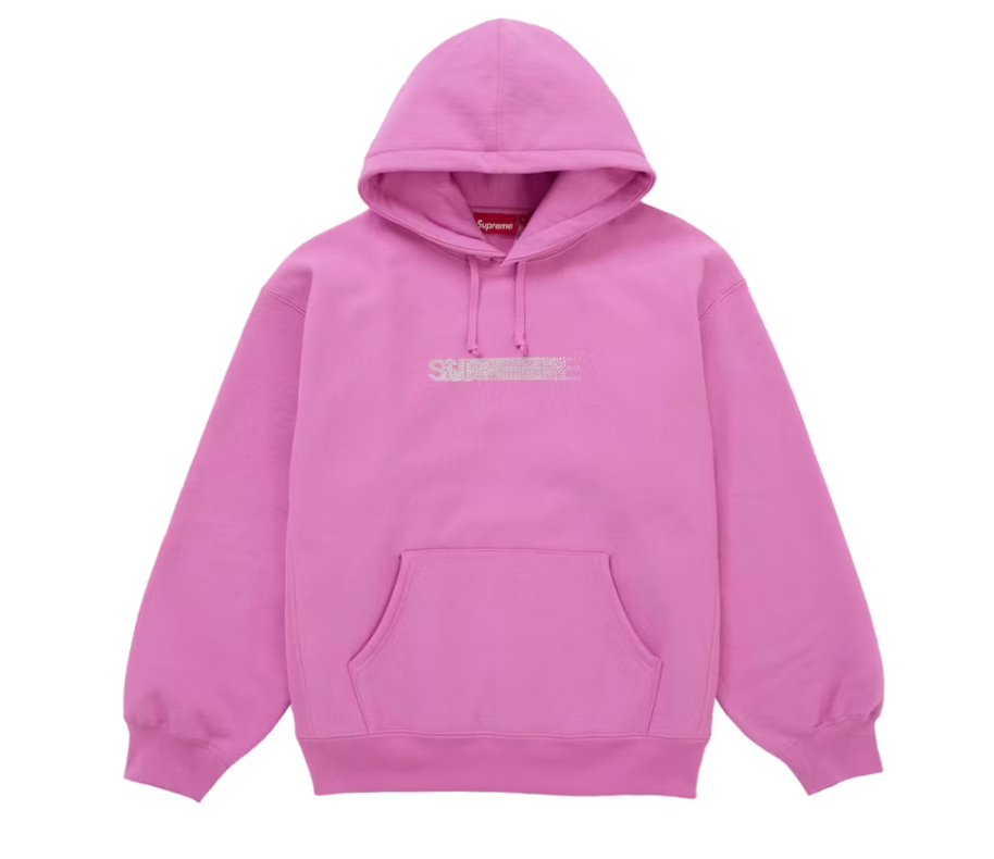 Supreme Swarovski Motion Logo Hooded Sweatshirt Pink