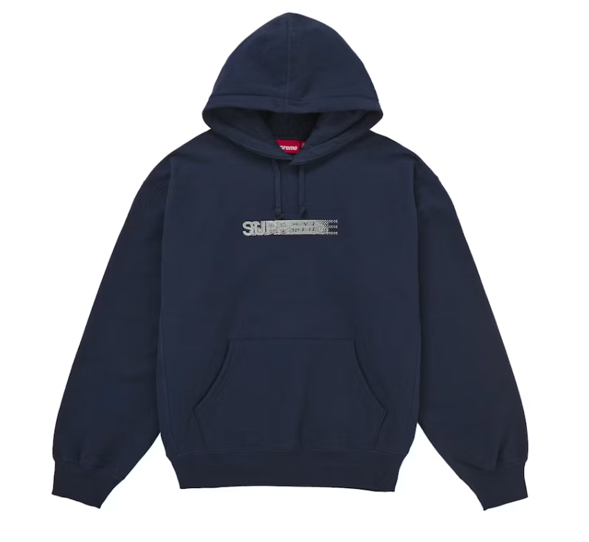 Supreme Swarovski Motion Logo Hooded Sweatshirt Navy