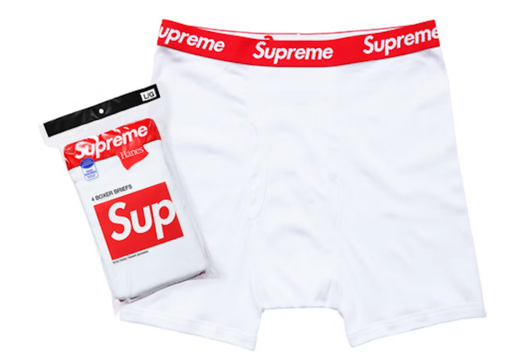 Supreme Hanes Boxer Briefs (4 Pack) White