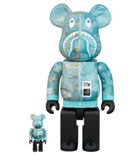 Afbeelding in Gallery-weergave laden, Bearbrick BAPE(R) x Van Gogh Museum Almond Blossom SHARK 100% &amp; 400% Set

