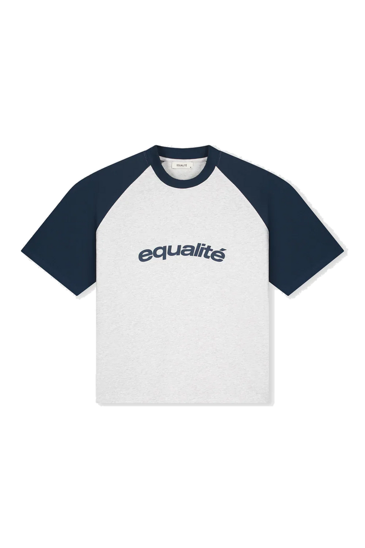 CELESTE RAGLAN BOXY TEE MELANGE GREY & NAVY