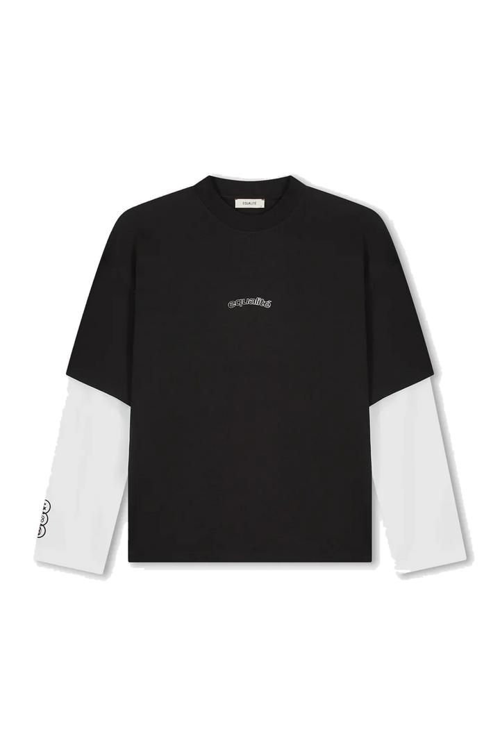 ETIENNE DOUBLE LAYER LONGSLEEVE TEE BLACK