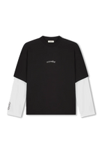 Afbeelding in Gallery-weergave laden, ETIENNE DOUBLE LAYER LONGSLEEVE TEE BLACK
