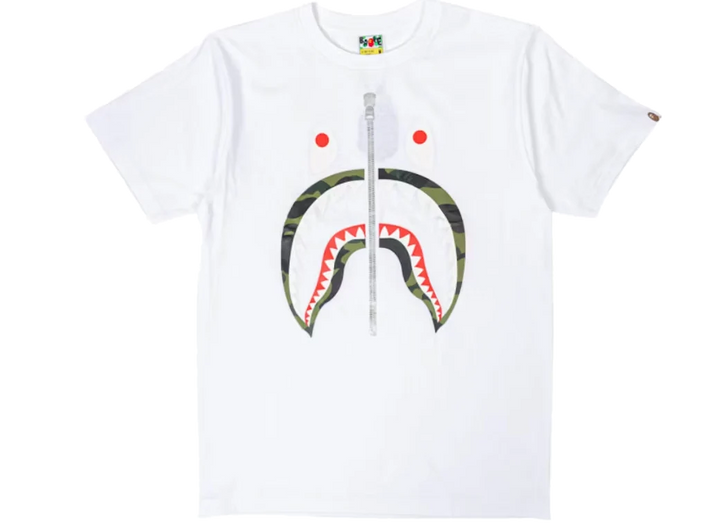 BAPE A Bathing Ape 1st Camo Shark Tee White/Green