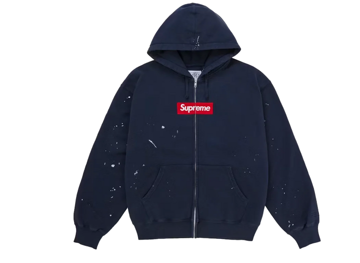 Supreme MM6 Maison Margiela Box Logo Zip Up Hooded Sweatshirt Navy
