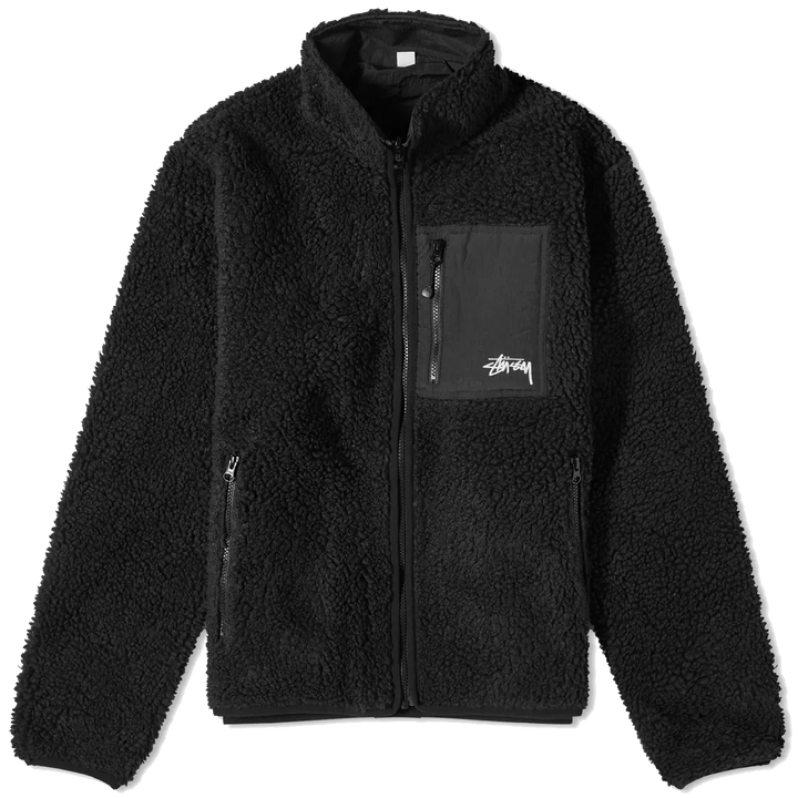 Stüssy Sherpa Reversible Fleece Jacket Black