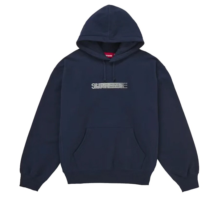 Supreme Swarovski Motion Logo Hooded Sweatshirt Navy