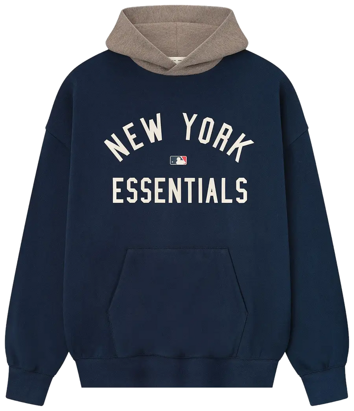 Fear of God Essentials Yankees Sport Hoodie 'Midnight Navy/Homstead Heather'