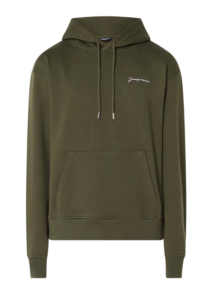 Jacquemus Script Logo Hoodie Olive Green