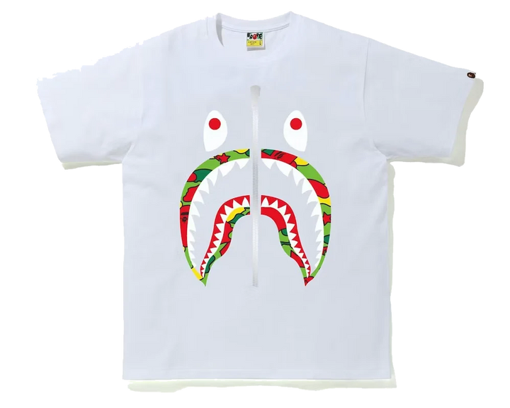 Bape shark tee white multi