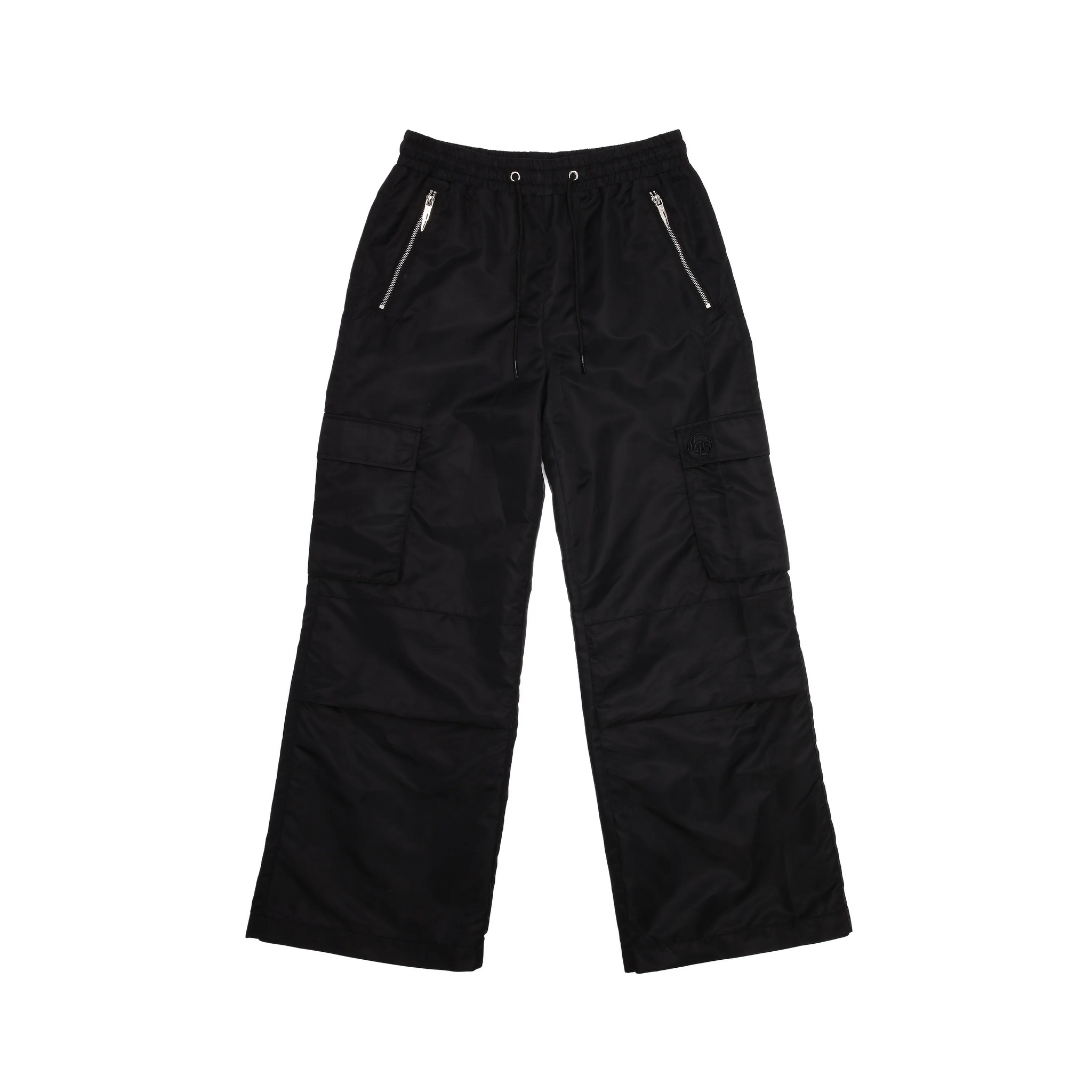 【BAON】[unisex] Paldos Snap Parachute Nylon Wide Pants Spodnie Nylon Parachute Lightasphalt (70893) - spodnie