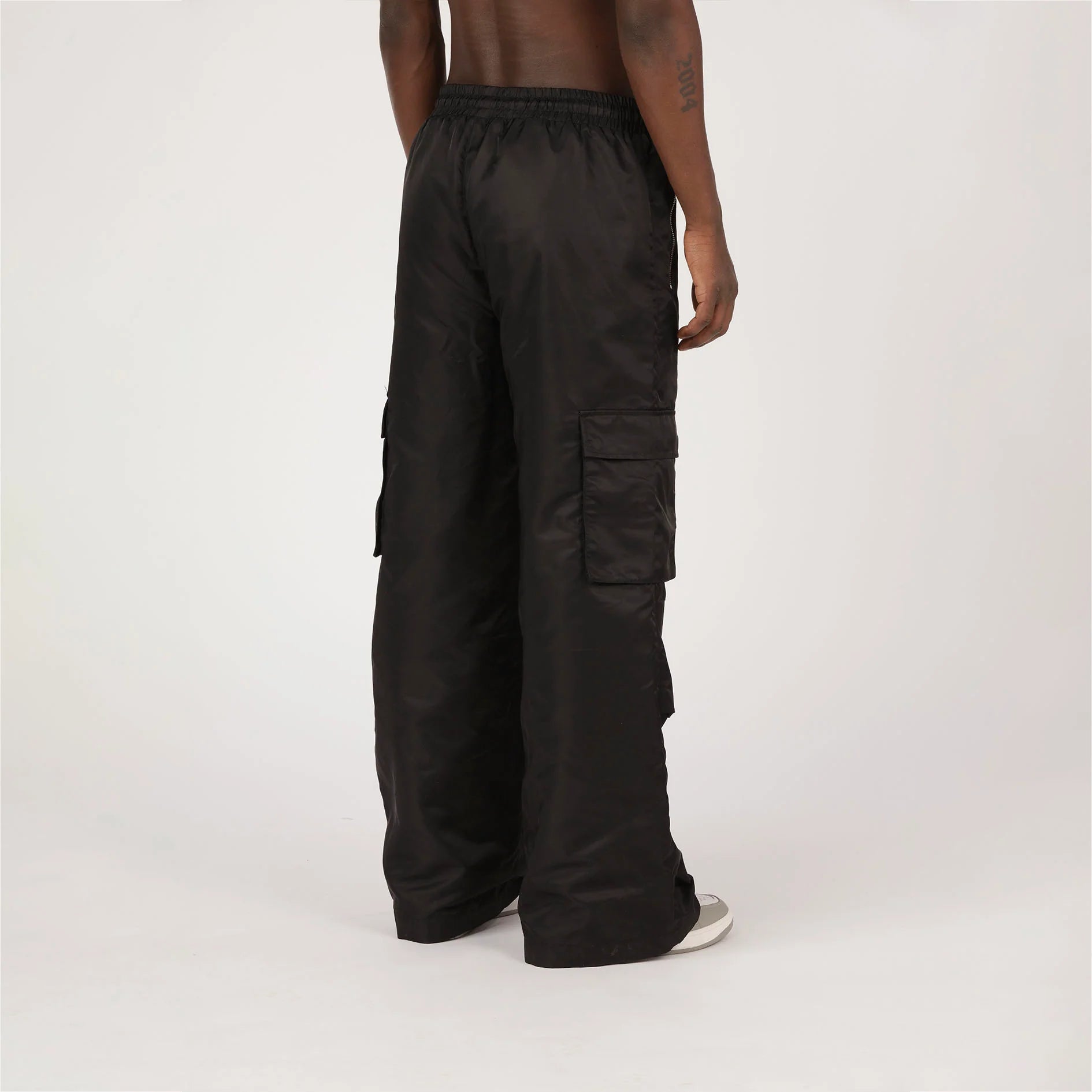 【BAON】[unisex] Paldos Snap Parachute Nylon Wide Pants Spodnie Nylon Parachute Lightasphalt (70893) - spodnie